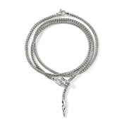 John Hardy Naga Silver Triple Wrap Bracelet with Blue Sapphire Eyes