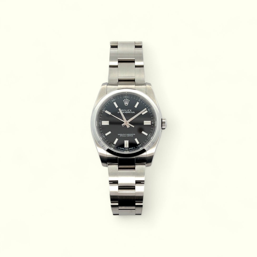Rolex Oyster Perpetual 116000 Black Dial Full Set – Alexander's