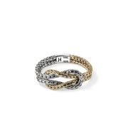 John Hardy Love Knot 14K Gold and Silver Chain Ring