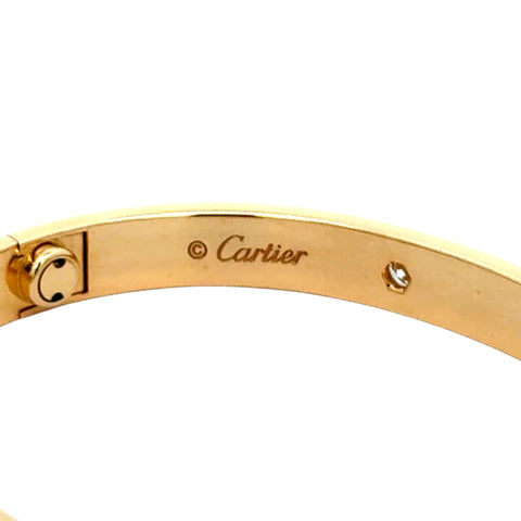 Est Cartier Love Bracelet 18K Yellow Gold with 4 Diamonds, Size 16