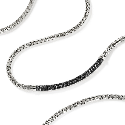 John Hardy Essentials Silver Chain Necklace with Black Sapphire