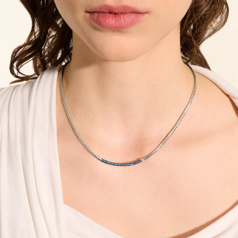 John Hardy Essentials Silver Chain Necklace with Blue Sapphire