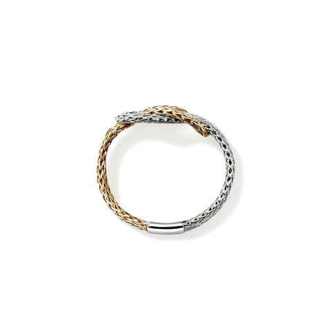 John Hardy Love Knot 14K Gold and Silver Chain Ring