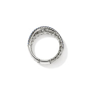 John Hardy Essentials Silver Crossover Ring with Blue Sapphire