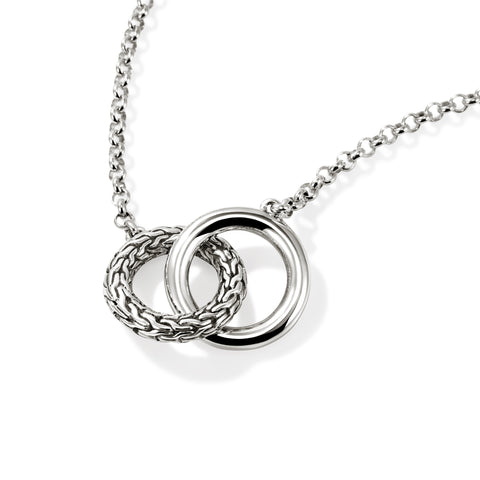 John Hardy Essentials Silver Mini Rolo Chain Interlinking Necklace