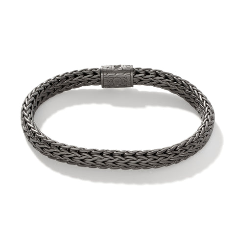 John Hardy Icon Flat Chain Bracelet Matte Black Rhodium Plated