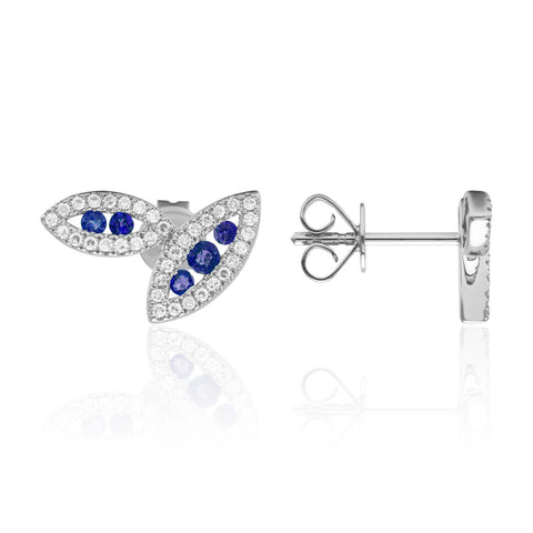 Luvente 14K white gold earrings with diamonds and sapphires
