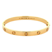 Est Cartier Love Bracelet 18K Yellow Gold, Size 18