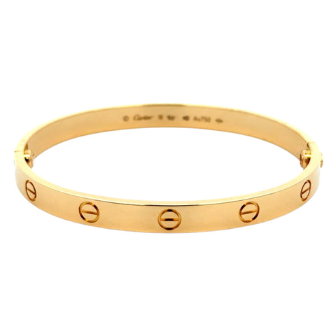 Est Cartier Love Bracelet 18K Yellow Gold, Size 18