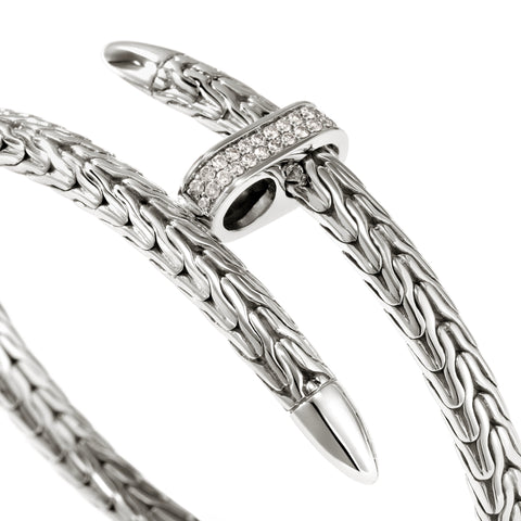 John Hardy Spear Bracelet Silver Diamond Pave