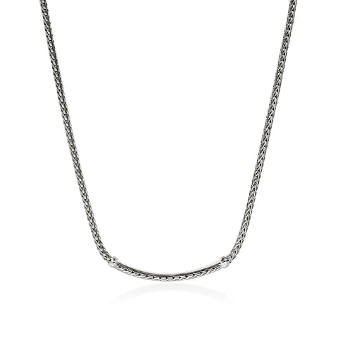 John Hardy Essentials Silver Chain Necklace with Black Sapphire