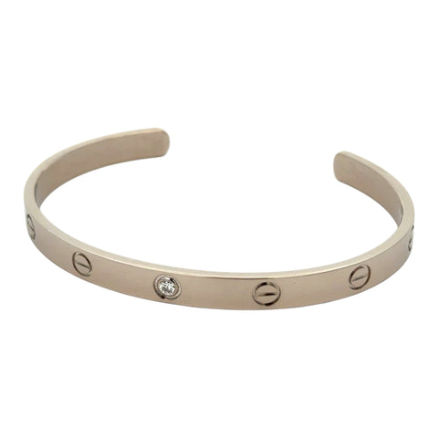 Est Cartier Cuff Love Bracelet 18k White Gold, Size 19