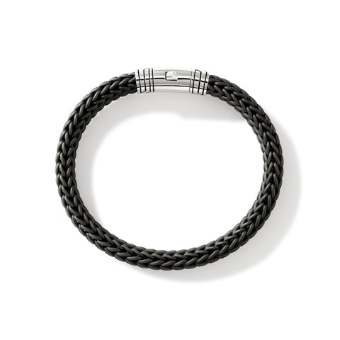 John Hardy Icon Extension Silver 10mm Black Rubber Bracelet