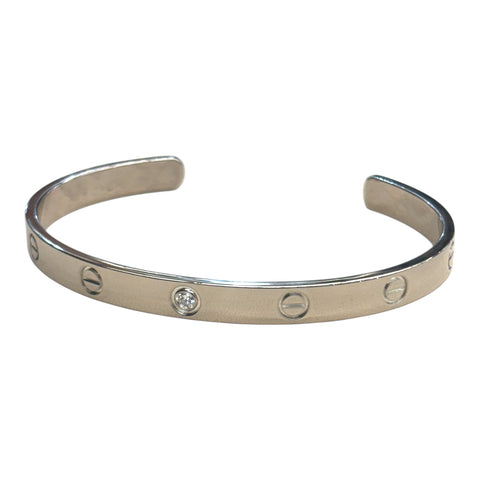 18Kw Cartier Est Cuff Love Bracelet, 0.10 ct Rd, Sz 19,