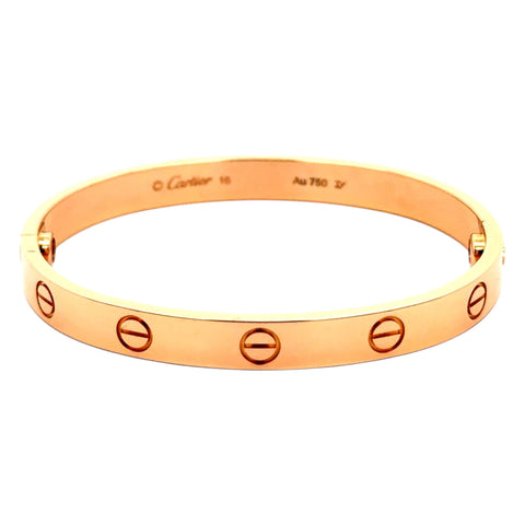 Est Cartier Love Bracelet 18K Rose Gold, Size 16