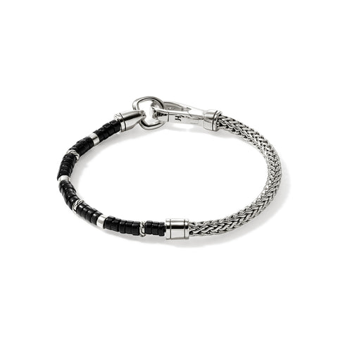 John Hardy Heishi Silver Bracelet with Treated Black Onyx