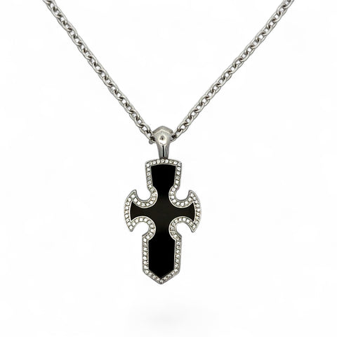 Gavello 18kwg Onyx Cross Pendant