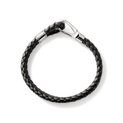 John Hardy Men's Silver 10mm Bracelet on Black Leather