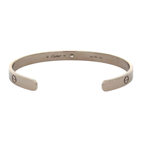 Est Cartier Cuff Love Bracelet 18k White Gold, Size 19