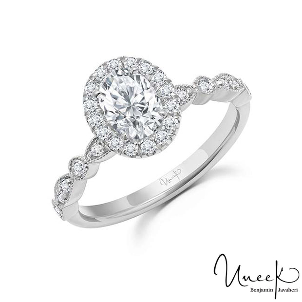 Uneek Us Collection Oval Diamond Engagement Ring, in 14K White Gold Style SWUS003OVW-7X5.5OV