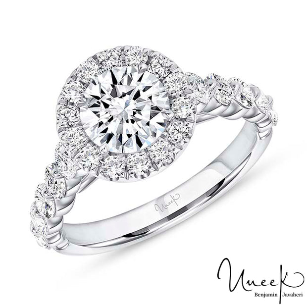 Uneek Us Collection Round Diamond Engagement Ring, in 14K White Gold Style SWUS017RDCW-6.5RDV1