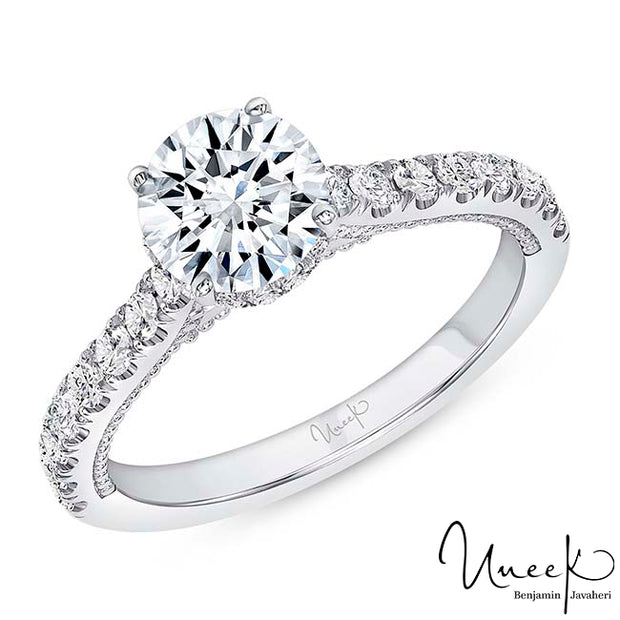 Uneek Us Collection Engagement Ring, in 14K White Gold Style SWUS020CW-6.5RD