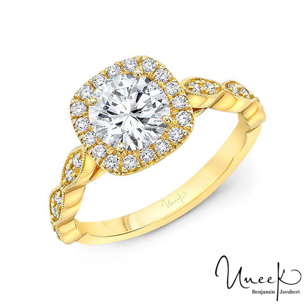 Uneek Us Collection Round 6.5mm Engagement Ring, in 14K Yellow Gold Style SWUS188CUY-6.5RD