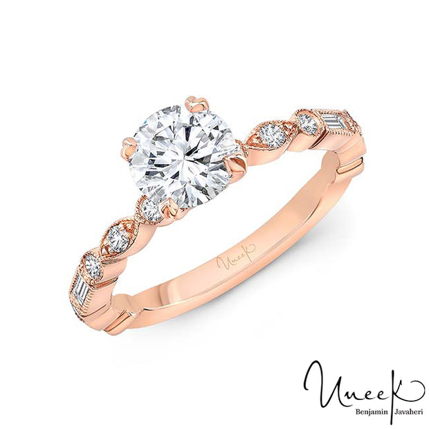 Uneek Us Collection Round Diamond Engagement Ring, in 14K Rose Gold Style SWUS1969R-6.5RD