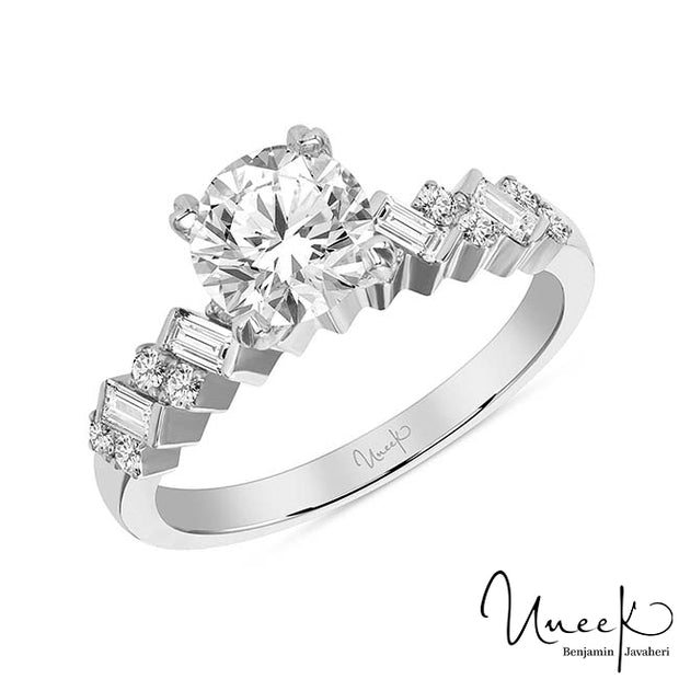 Uneek Us Collection Round Diamond Engagement Ring, in 14K White Gold Style SWUS5778CW-6.5RD