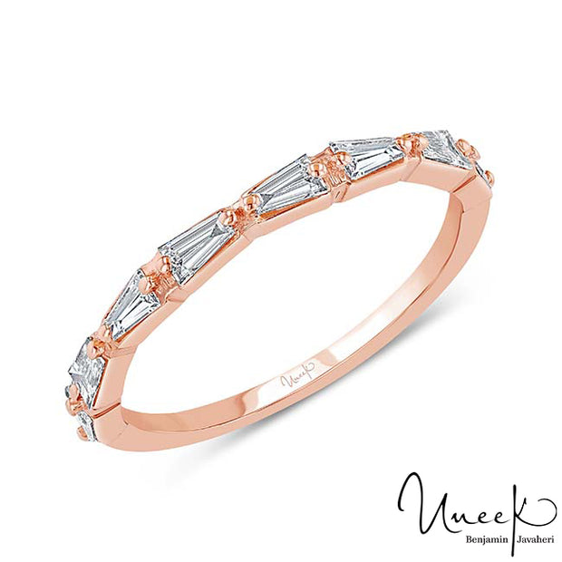 Uneek Us Collection Diamond Wedding Band with Tapered Baguette Diamond Accents, in 14K Rose Gold Style SWUS9573BR