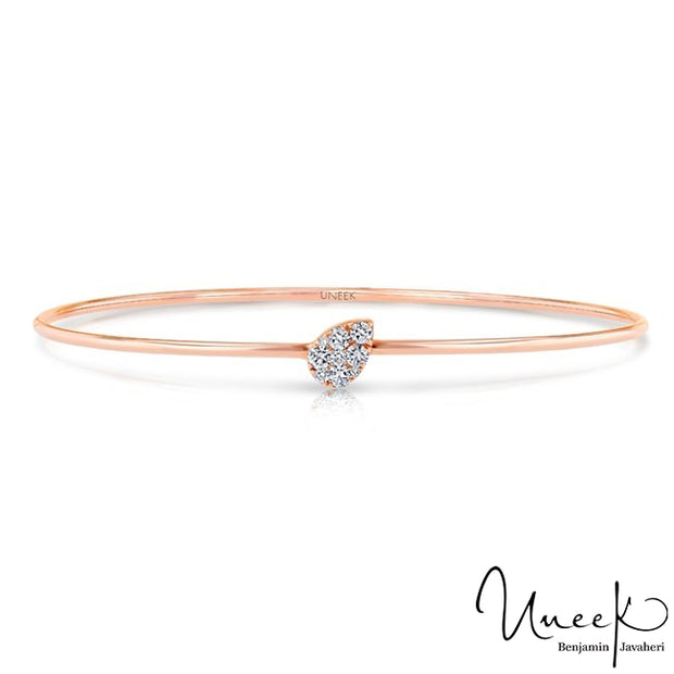 Uneek "Whittier" Skinny Bangle with Tilted Teardrop-Shaped Clusters of Diamonds, in 14K Rose Gold Style LVBAWA8117R