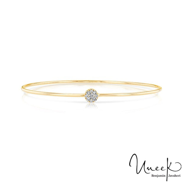 Uneek "Durant" Skinny Bangle with Round Diamond Cluster Accent, in 14K Yellow Gold Style LVBAWA9475Y
