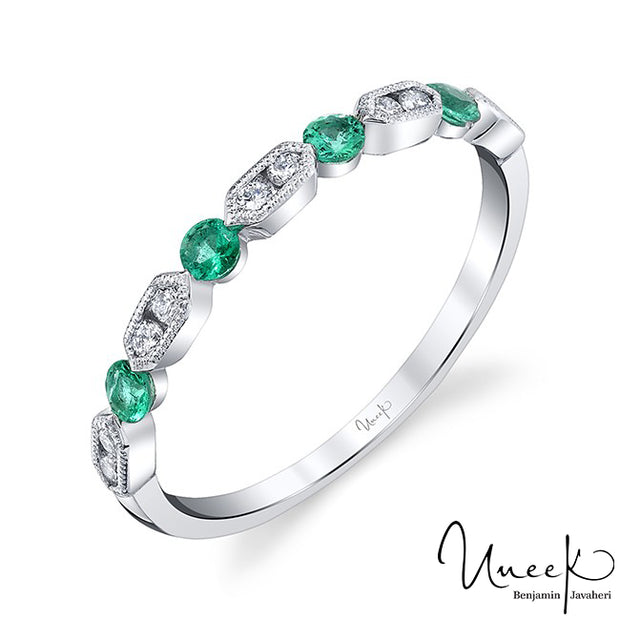 Uneek Emerald Fashion Ring, in 18K White Gold