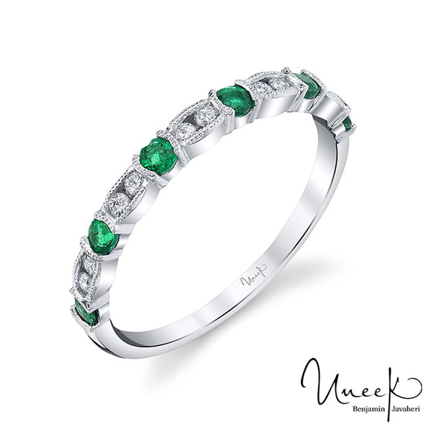 Uneek Emerald Fashion Ring, in 14K White Gold