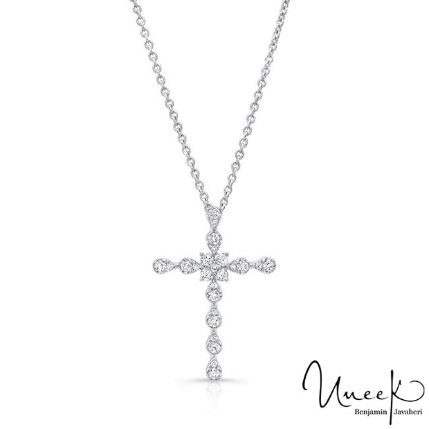 Uneek Stylized Cross Pendant with 0.30 Carats of Diamonds, in 14K White Gold Style LVNWC822W