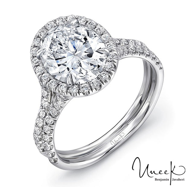 Uneek Oval Engagement Ring, in 14K White Gold Style LVS925-7X5OV