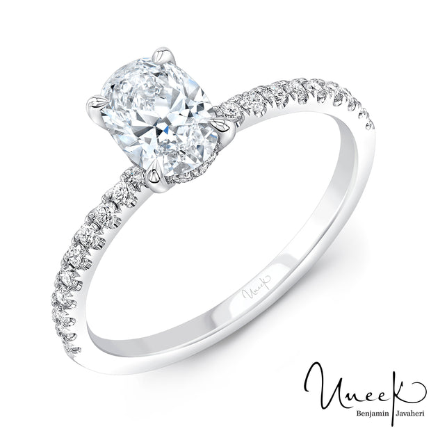 Uneek Oval Diamond Engagement Ring, in 14K White Gold Style R021OVU