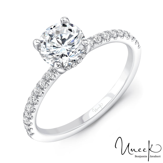 Uneek Round Diamond Engagement Ring, in 14K White Gold Style R021RDU