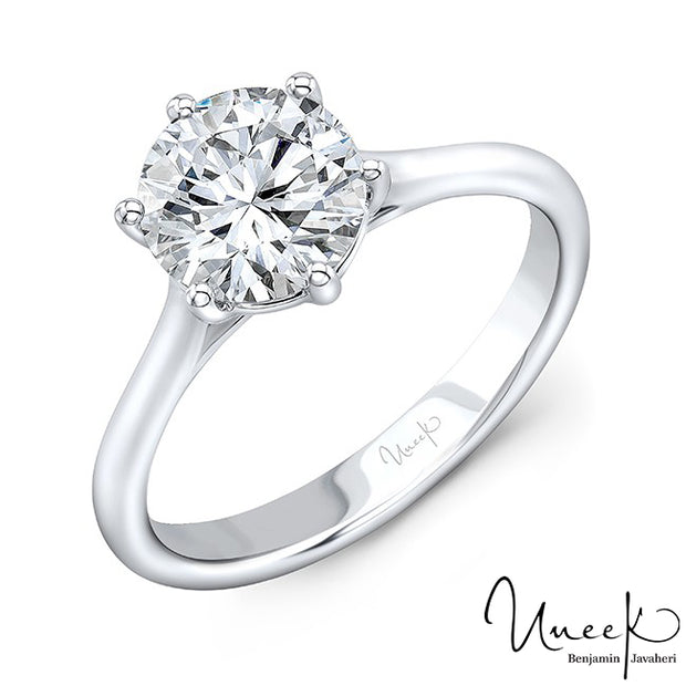 Uneek Round Diamond Engagement Ring, in 14K White Gold Style R036U