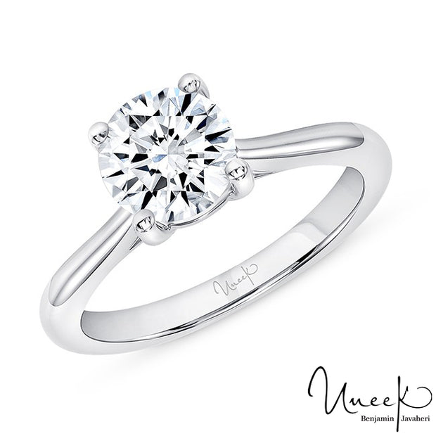 Uneek Round Diamond Engagement Ring, in 14K White Gold Style SWS118