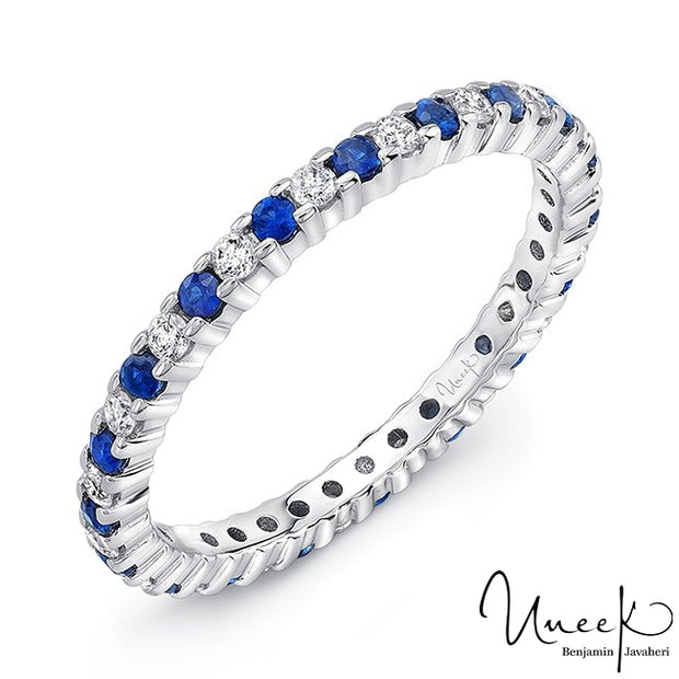 Uneek Diamond and Sapphire Eternity Band in 14K White Gold Style SWS190