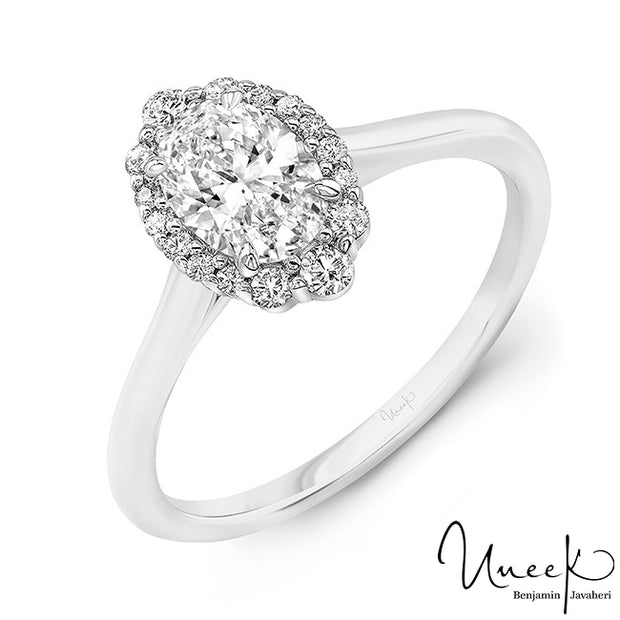 Uneek Oval Diamond Engagement Ring, in 14K White Gold Style SWS232DS-7X5.5OV