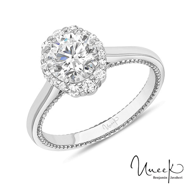 Uneek Round Diamond Engagement Ring, in 14K White Gold Style SWS233-6.5RD
