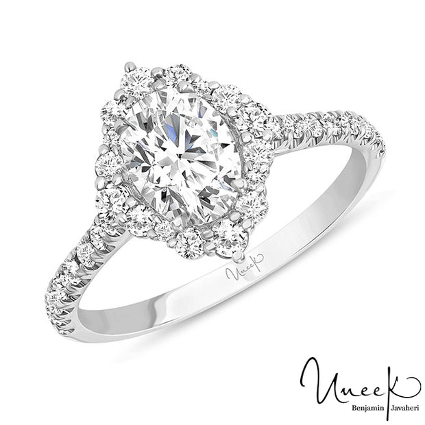 Uneek Oval Diamond Engagement Ring, in 14K White Gold Style SWS234DSW-7X5.5OV