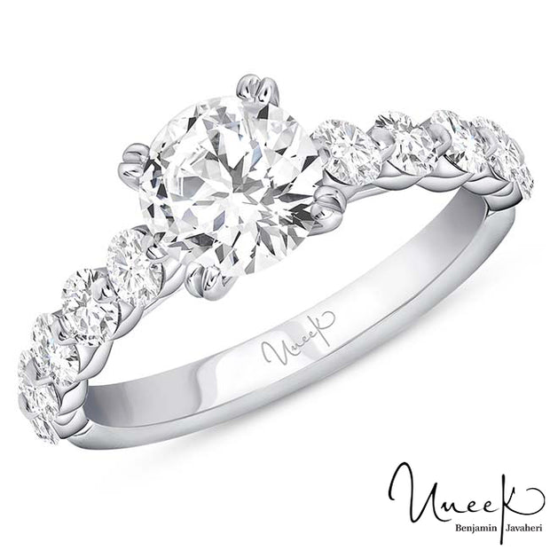 Uneek Us Collection Round Diamond Engagement Ring, in 14K White Gold Style SWUS017CW-6.5RDV1
