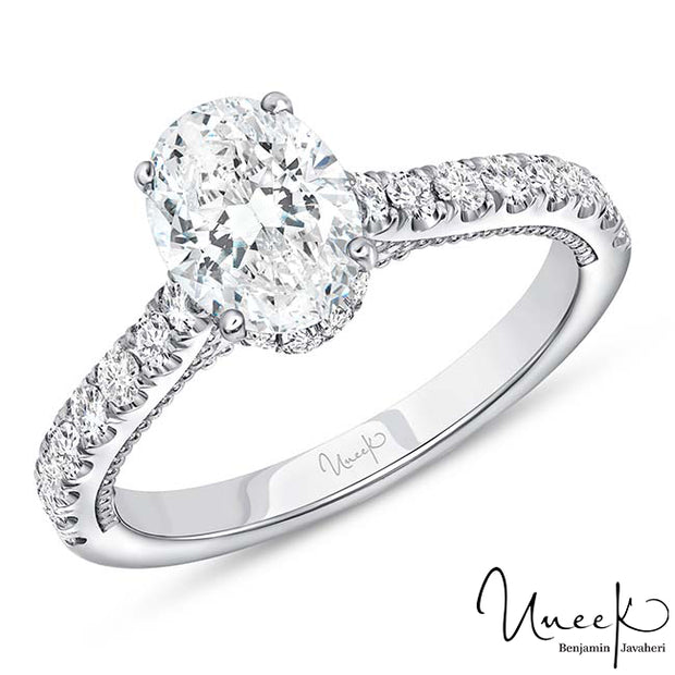 Uneek Us Collection Oval Diamond Engagement Ring, in 14K White Gold Style SWUS021CW-OV