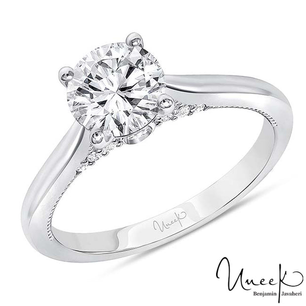 Uneek Us Collection Round Diamond Engagement Ring, in 14K White Gold Style SWUS022CW-6.5RD