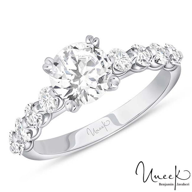 Uneek Us Collection Round Diamond Engagement Ring, in 14K White Gold Style SWUS024CW-6.5RDV1