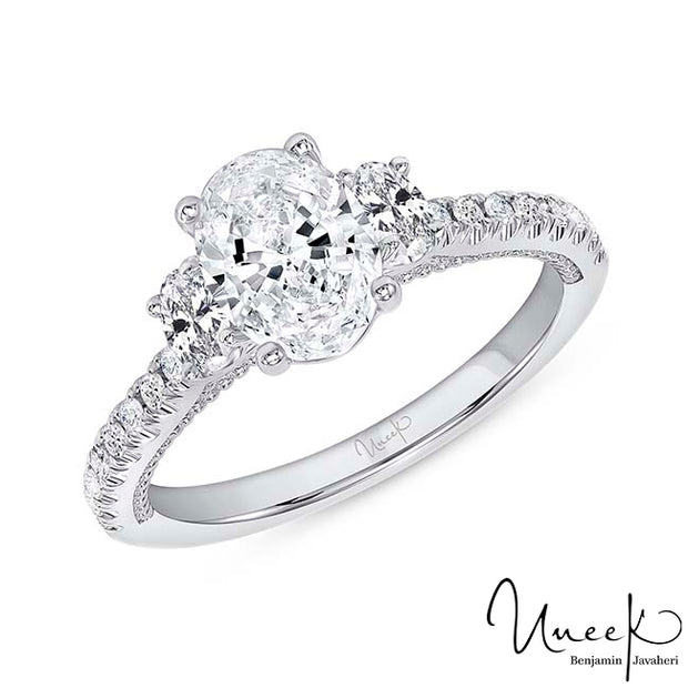 Uneek Us Collection Oval Diamond Engagement Ring, in 14K White Gold Style SWUS307-8X5.8OV