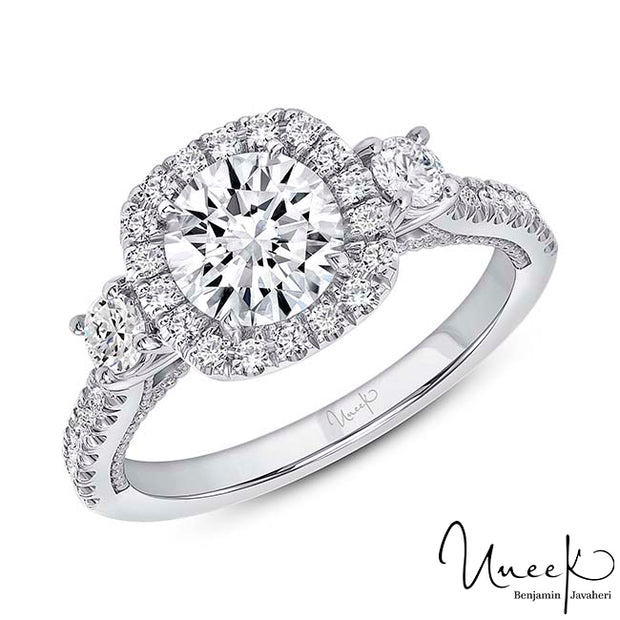 Uneek Us Collection Round Diamond Engagement Ring, in 14K White Gold Style SWUS308CU-6.5RD